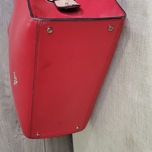 Kate Spade Red and Pink Color-Block Leather Tote  Crossbody Bag - Picture 8 of 16